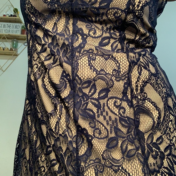 Formal  LACE DRESS WITH MESH GODET - Picture 2 of 7